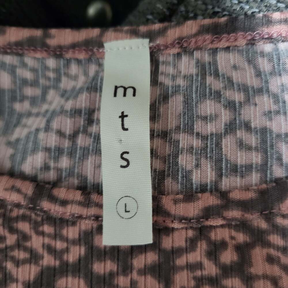MTS Pink Animal Print Ruffle Sleeve Ribbed Bodysuit - Picture 2 of 4